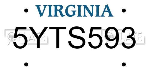 5YTS593 Virginia License Plate