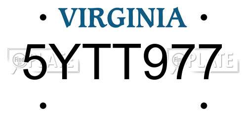 5YTT977 Virginia License Plate
