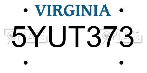 5YUT373 Virginia License Plate