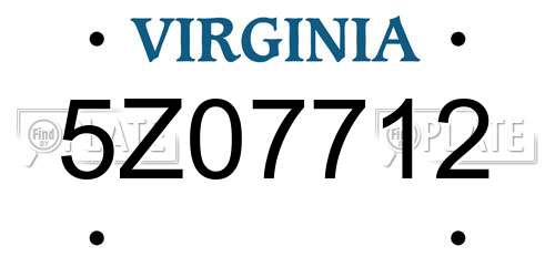 5Z07712 Virginia License Plate