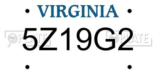 5Z19G2 Virginia License Plate