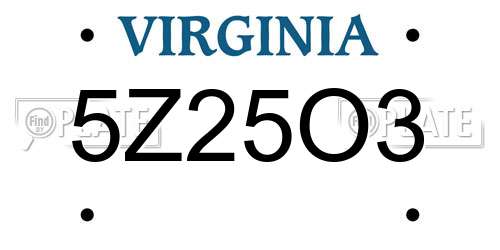 5Z25O3 Virginia License Plate