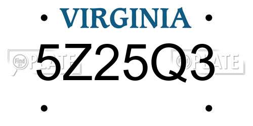 5Z25Q3 Virginia License Plate