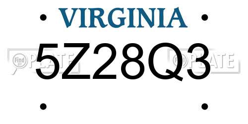 5Z28Q3 Virginia License Plate