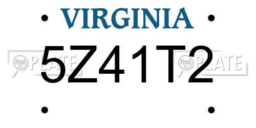 5Z41T2 Virginia License Plate