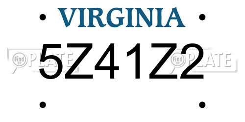 5Z41Z2 Virginia License Plate