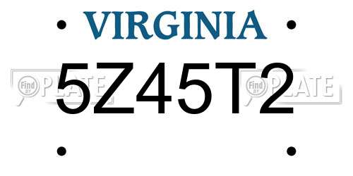 5Z45T2 Virginia License Plate