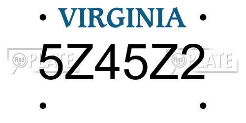 5Z45Z2 Virginia License Plate