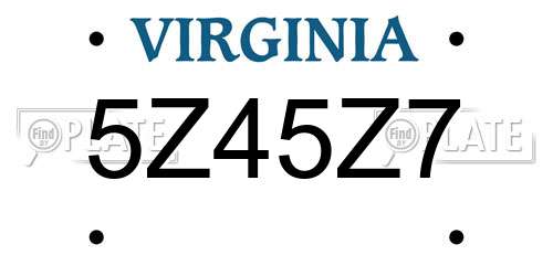 5Z45Z7 Virginia License Plate