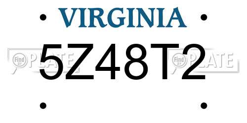 5Z48T2 Virginia License Plate