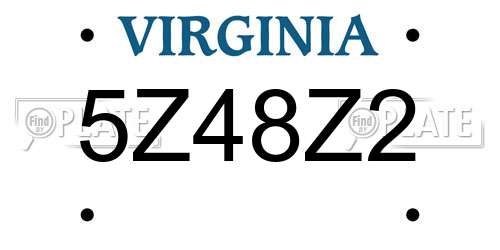 5Z48Z2 Virginia License Plate