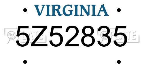 5Z52835 Virginia License Plate