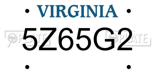 5Z65G2 Virginia License Plate