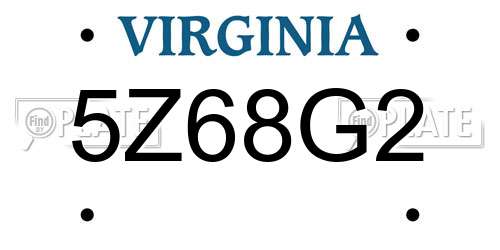 5Z68G2 Virginia License Plate