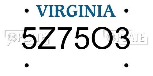 5Z75O3 Virginia License Plate