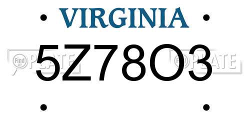 5Z78O3 Virginia License Plate