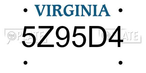 5Z95D4 Virginia License Plate