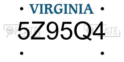 5Z95Q4 Virginia License Plate