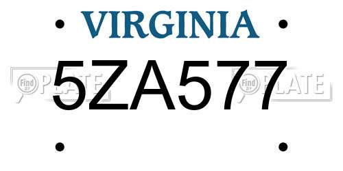 5ZA577 Virginia License Plate