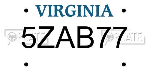 5ZAB77 Virginia License Plate