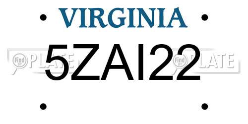 5ZAI22 Virginia License Plate