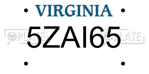 5ZAI65 Virginia License Plate
