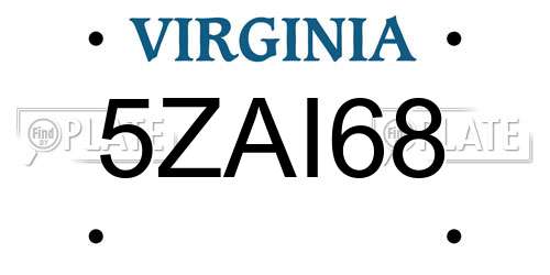 5ZAI68 Virginia License Plate
