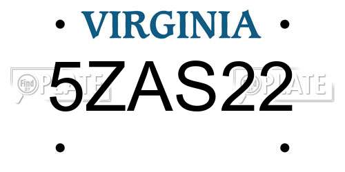 5ZAS22 Virginia License Plate