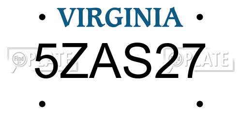 5ZAS27 Virginia License Plate
