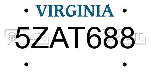 5ZAT688 Virginia License Plate