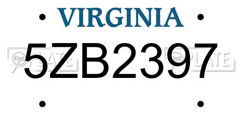 5ZB2397 Virginia License Plate