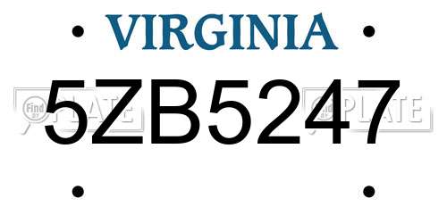 5ZB5247 Virginia License Plate