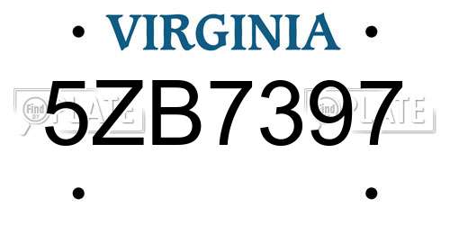 5ZB7397 Virginia License Plate