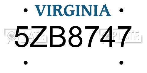5ZB8747 Virginia License Plate