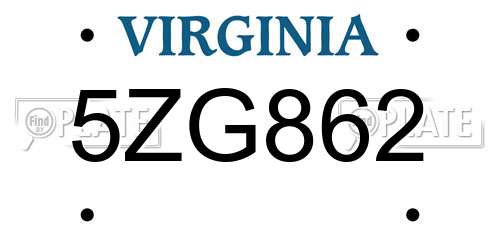 5ZG862 Virginia License Plate