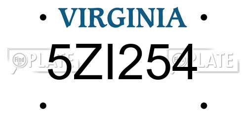5ZI254 Virginia License Plate