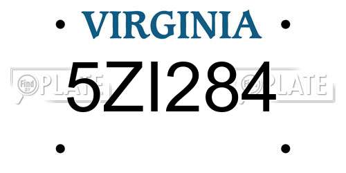 5ZI284 Virginia License Plate