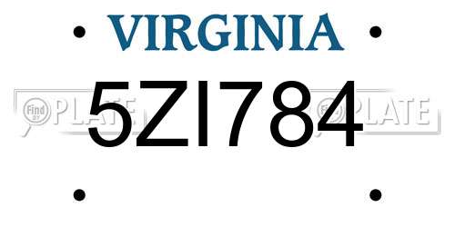 5ZI784 Virginia License Plate