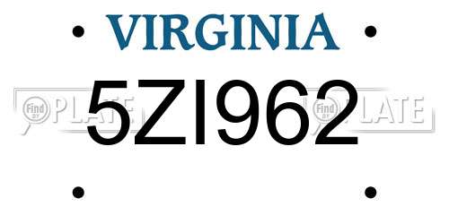 5ZI962 Virginia License Plate