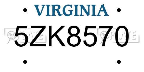 5ZK8570 Virginia License Plate