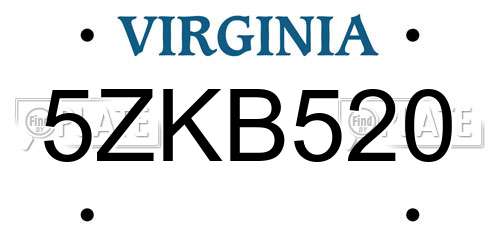 5ZKB520 Virginia License Plate