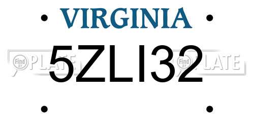 5ZLI32 Virginia License Plate