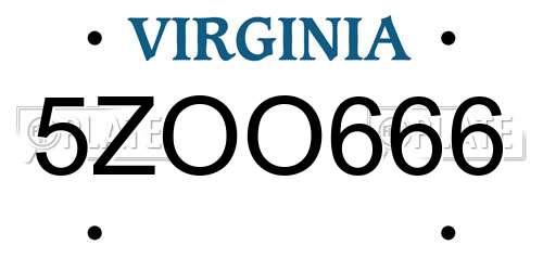 5ZOO666 Virginia License Plate