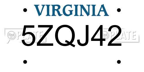 5ZQJ42 Virginia License Plate