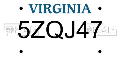 5ZQJ47 Virginia License Plate