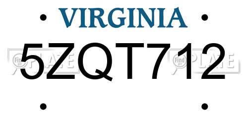 5ZQT712 Virginia License Plate