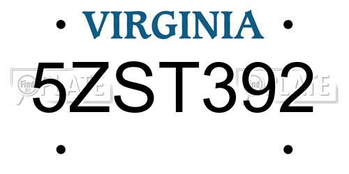 5ZST392 Virginia License Plate