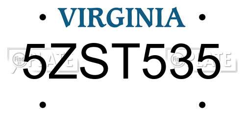5ZST535 Virginia License Plate