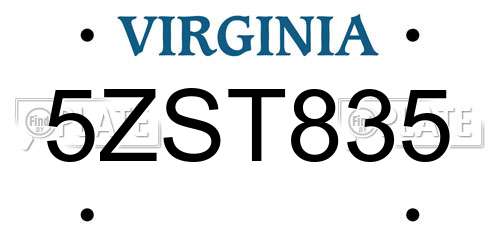 5ZST835 Virginia License Plate