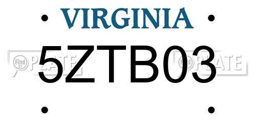 5ZTB03 Virginia License Plate